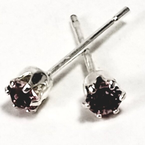 Swarovski Crystal Element - Stlg Silver Overlay Pink Stone "Tiny" Stud Earrings - Picture 12 of 13